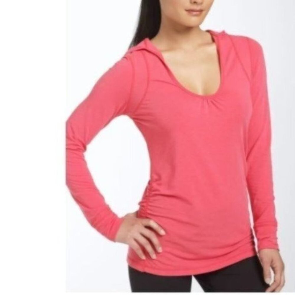 Zella Oasis Hooded Top Long Sleeves M Medium scooped neck
